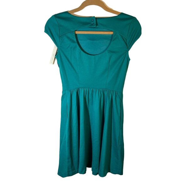 lc lauren conrad short sleeve dress green side zipper button size 0 READ NEW - Picture 2 of 13